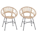 vidaXL Étkezőszék 2 pcs Rattan és Vas Természetes 54 x 65 x 82 cm