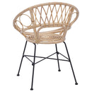 vidaXL Étkezőszék 2 pcs Rattan és Vas Természetes 54 x 65 x 82 cm
