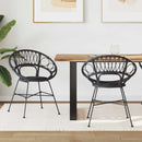 vidaXL Étkezőszék 2 pcs Rattan és Vas Fekete 54 x 65 x 82 cm