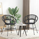 vidaXL Étkezőszék 2 pcs Rattan és Vas Fekete 54 x 65 x 82 cm