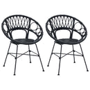 vidaXL Étkezőszék 2 pcs Rattan és Vas Fekete 54 x 65 x 82 cm