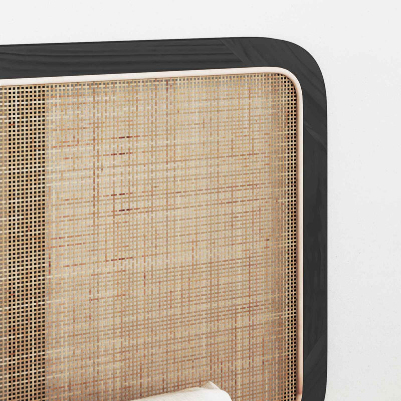 vidaXL Fejtámla fejtámlával Fekete 160 x 55 x 3 cm Rattan