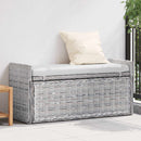 vidaXL Tárolópad párnával Fehér Mosás 110 x 40 x 50 cm Rattan