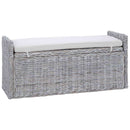 vidaXL Tárolópad párnával Fehér Mosás 110 x 40 x 50 cm Rattan