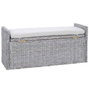 vidaXL Tárolópad párnával Fehér Mosás 110 x 40 x 50 cm Rattan