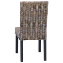 vidaXL Étkezőszék 2 pcs Kubu rattan és tömör mahagóni fa Fekete Mosás