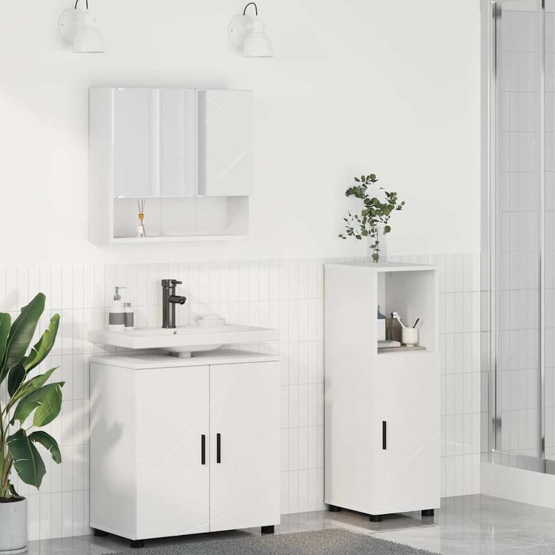 vidaXL Fürdőszoba bútor szett 3 pcs Fehér 61 x 35 x 64 cm Faanyag