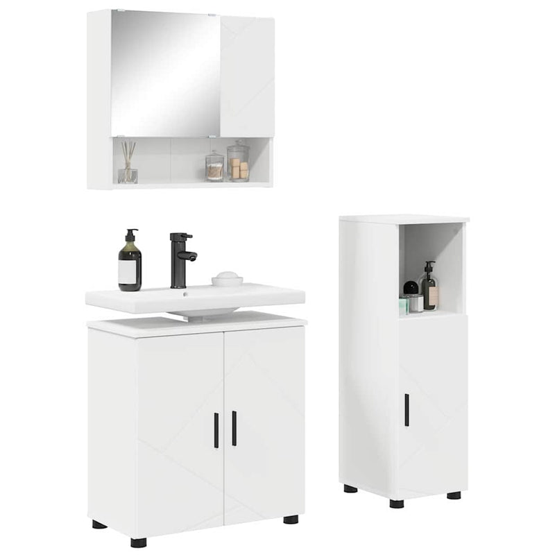 vidaXL Fürdőszoba bútor szett 3 pcs Fehér 61 x 35 x 64 cm Faanyag