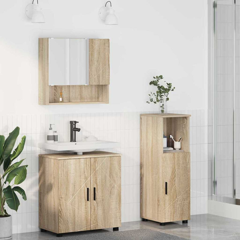 vidaXL Fürdőszoba bútor szett 3 pcs sonoma tölgy 61 x 35 x 64 cm