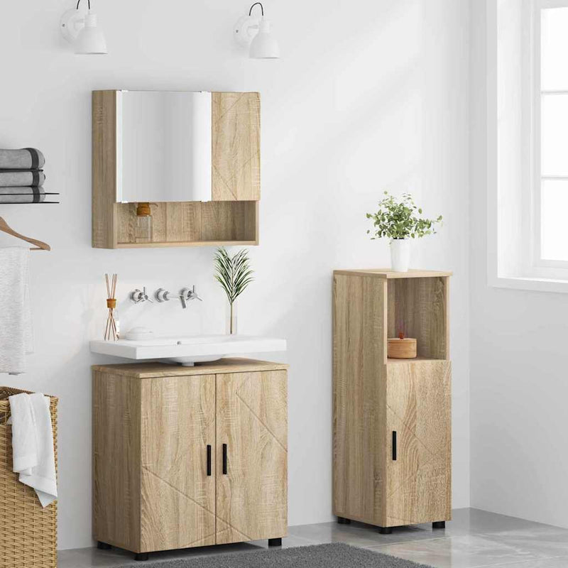 vidaXL Fürdőszoba bútor szett 3 pcs sonoma tölgy 61 x 35 x 64 cm