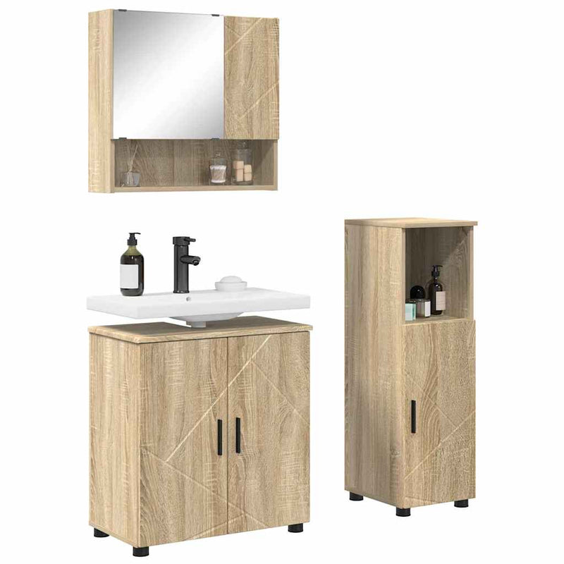 vidaXL Fürdőszoba bútor szett 3 pcs sonoma tölgy 61 x 35 x 64 cm