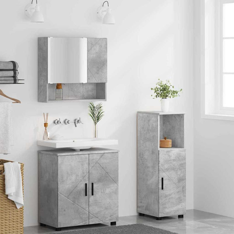 vidaXL Fürdőszoba bútor szett 3 pcs Beton szürke 61 x 35 x 64 cm
