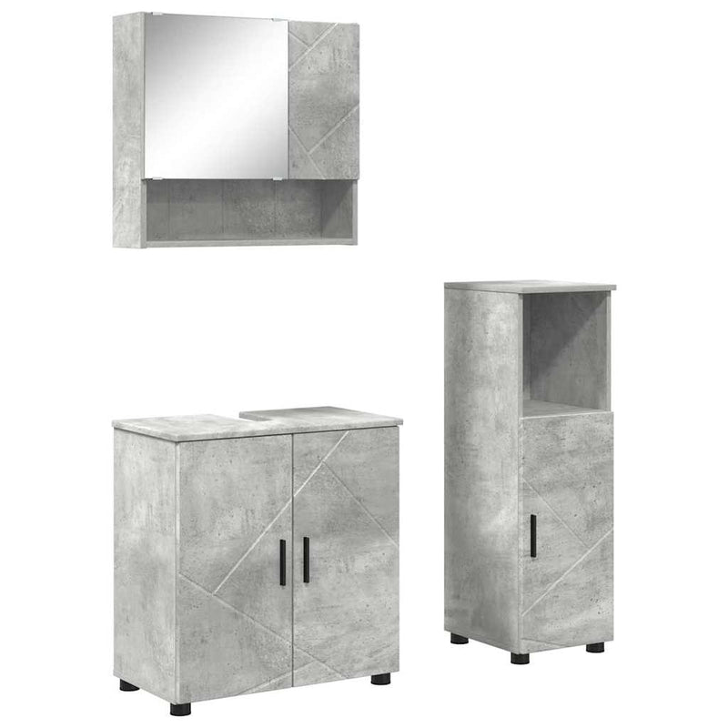 vidaXL Fürdőszoba bútor szett 3 pcs Beton szürke 61 x 35 x 64 cm
