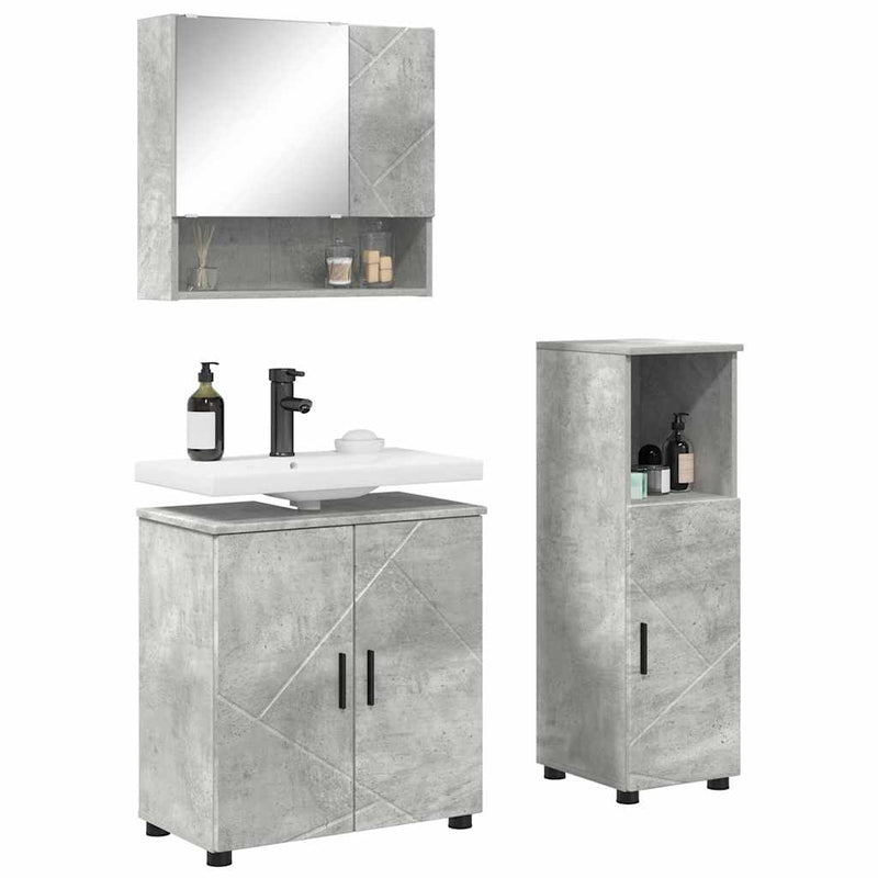 vidaXL Fürdőszoba bútor szett 3 pcs Beton szürke 61 x 35 x 64 cm