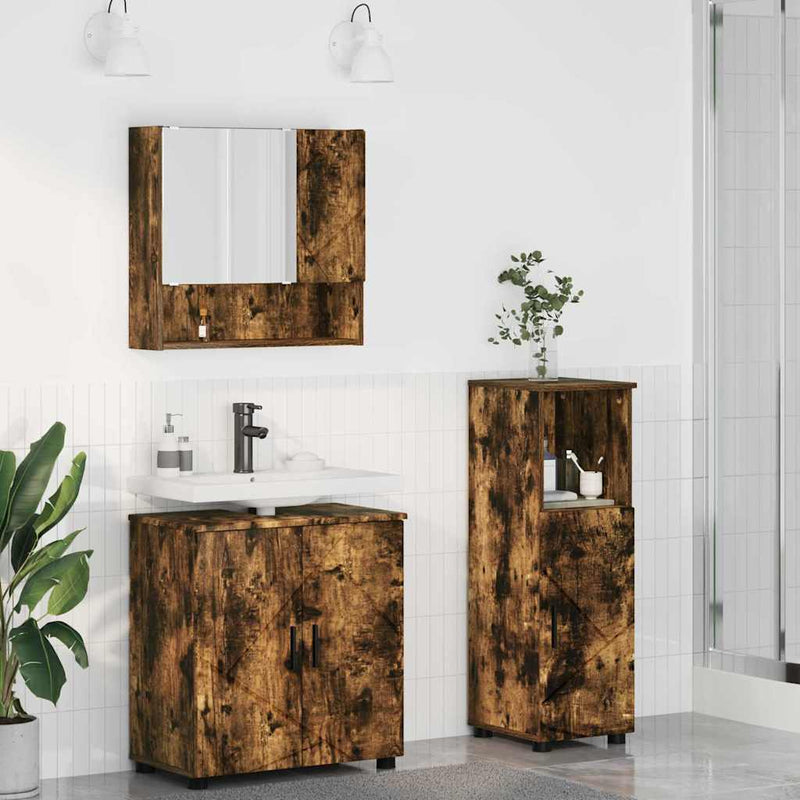 vidaXL Fürdőszoba bútor szett 3 pcs Füstölt tölgy 61 x 35 x 64 cm