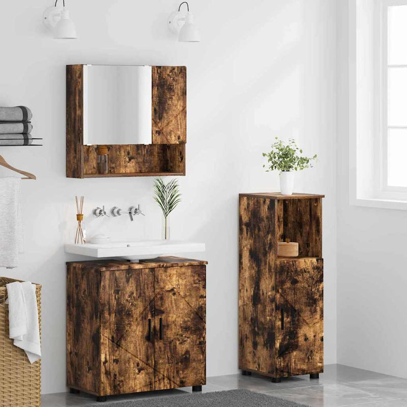 vidaXL Fürdőszoba bútor szett 3 pcs Füstölt tölgy 61 x 35 x 64 cm