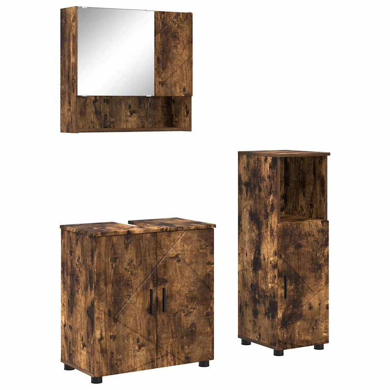 vidaXL Fürdőszoba bútor szett 3 pcs Füstölt tölgy 61 x 35 x 64 cm