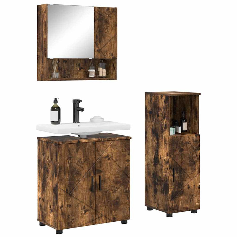 vidaXL Fürdőszoba bútor szett 3 pcs Füstölt tölgy 61 x 35 x 64 cm