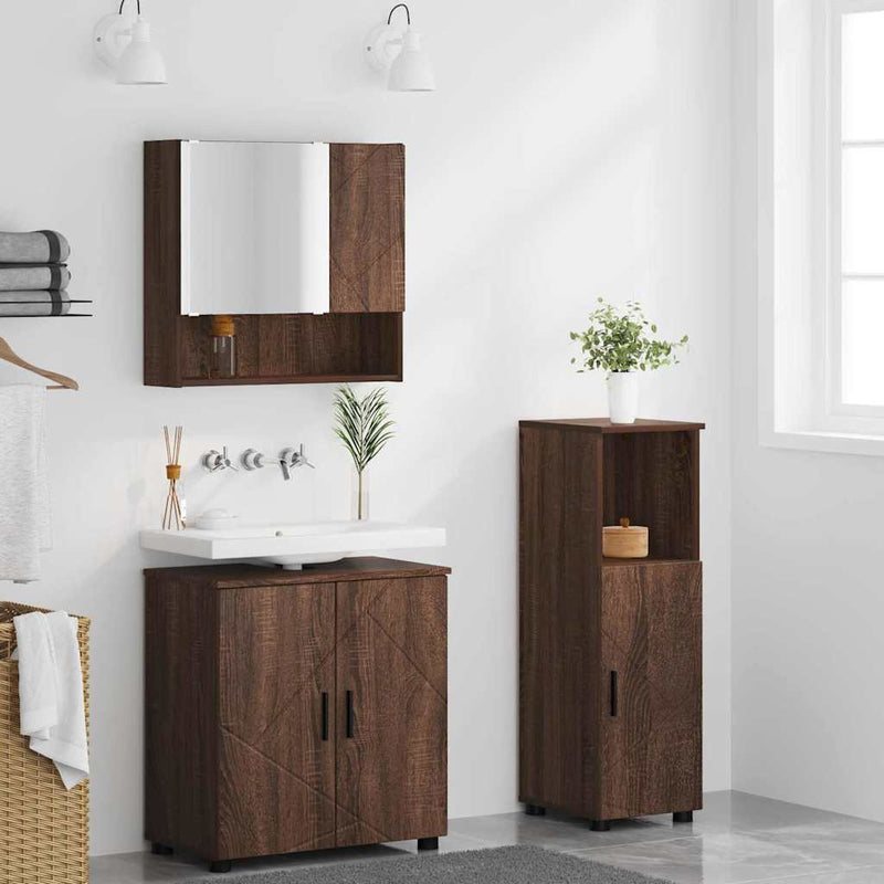 vidaXL Fürdőszoba bútor szett 3 pcs barna tölgy 61 x 35 x 64 cm