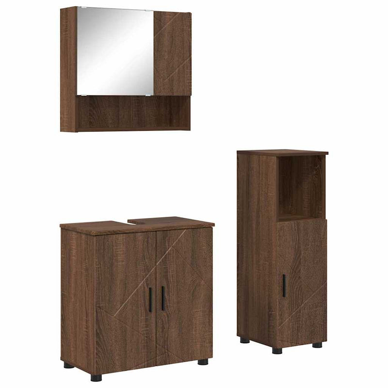 vidaXL Fürdőszoba bútor szett 3 pcs barna tölgy 61 x 35 x 64 cm