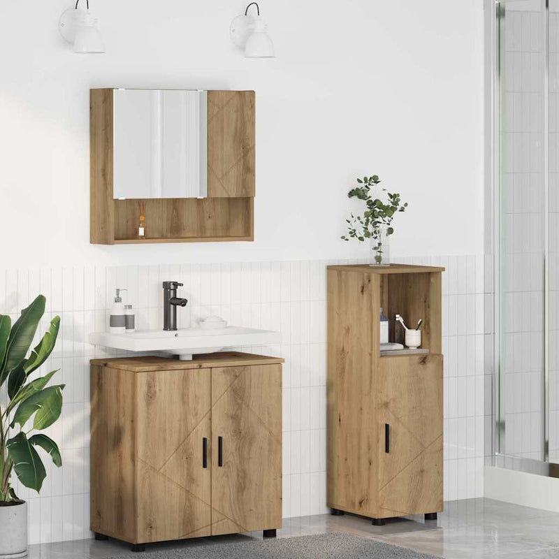 vidaXL Fürdőszoba bútor szett 3 pcs kézműves tölgy 61 x 35 x 64 cm