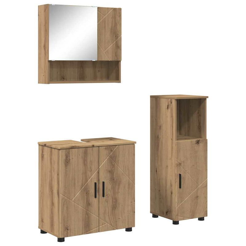 vidaXL Fürdőszoba bútor szett 3 pcs kézműves tölgy 61 x 35 x 64 cm