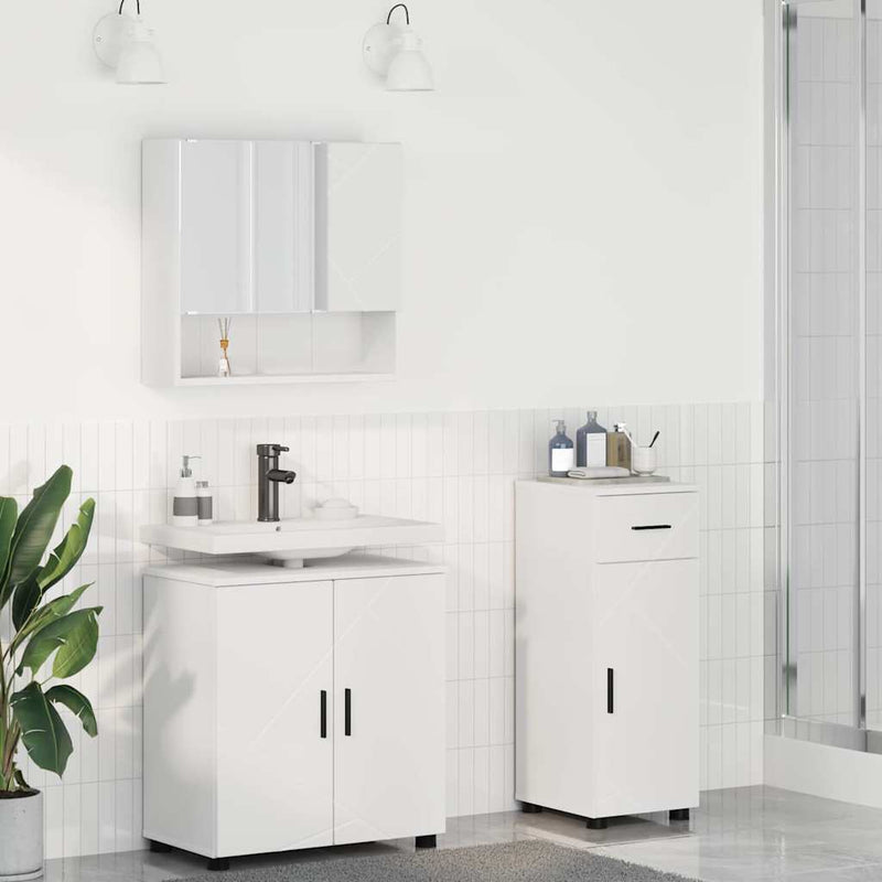 vidaXL Fürdőszoba bútor szett 3 pcs Fehér 61 x 35 x 64 cm Faanyag