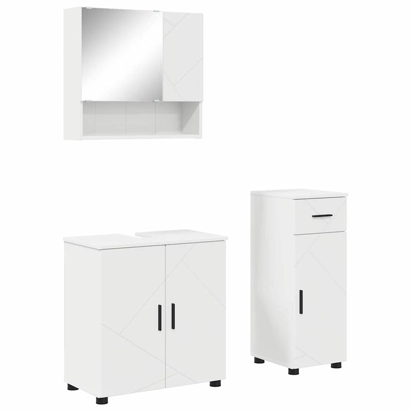 vidaXL Fürdőszoba bútor szett 3 pcs Fehér 61 x 35 x 64 cm Faanyag