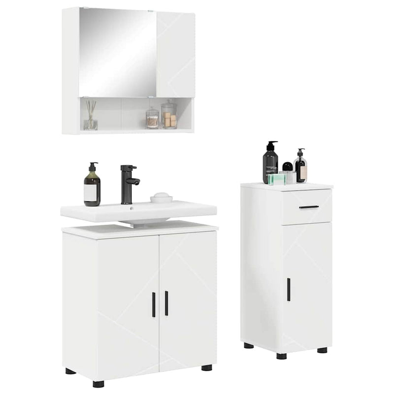 vidaXL Fürdőszoba bútor szett 3 pcs Fehér 61 x 35 x 64 cm Faanyag