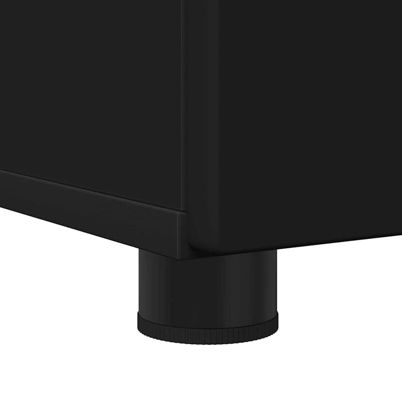 vidaXL Fürdőszoba bútor szett fiókkal 3 pcs Fekete Faanyag & Fém