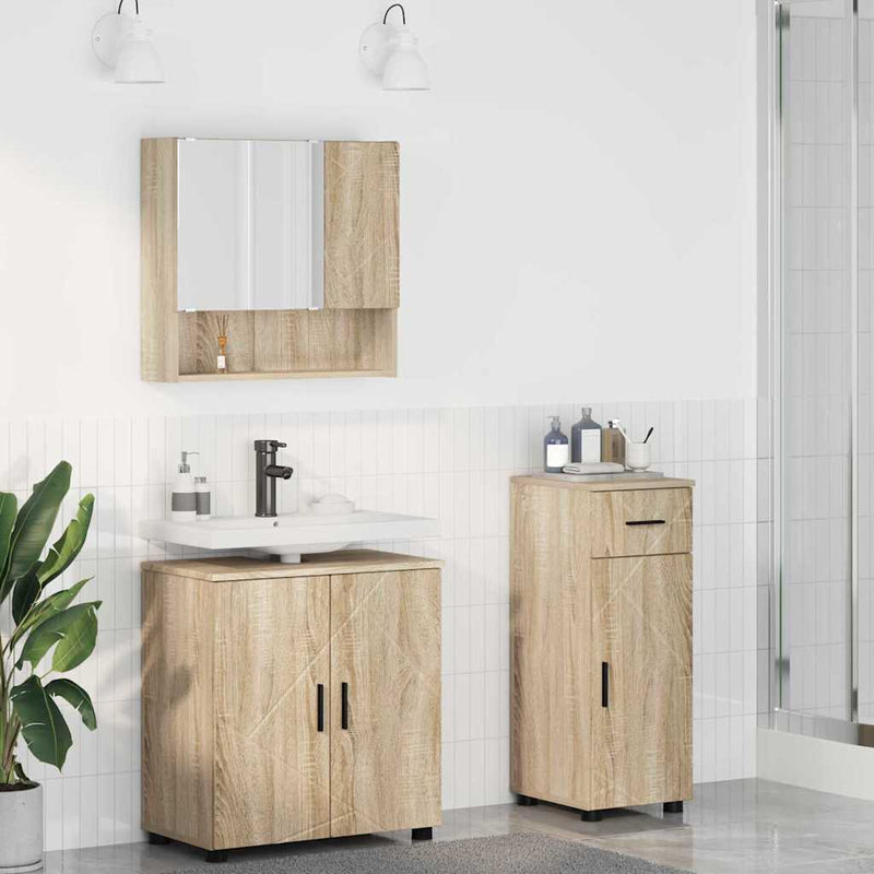 vidaXL Fürdőszoba bútor szett 3 pcs sonoma tölgy 61 x 35 x 64 cm