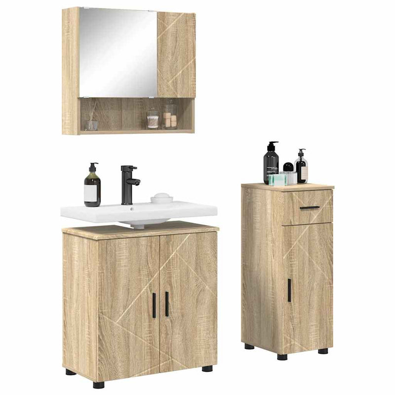 vidaXL Fürdőszoba bútor szett 3 pcs sonoma tölgy 61 x 35 x 64 cm