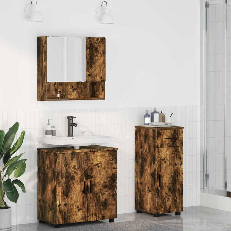 vidaXL Fürdőszoba bútor szett 3 pcs Füstölt tölgy 61 x 35 x 64 cm