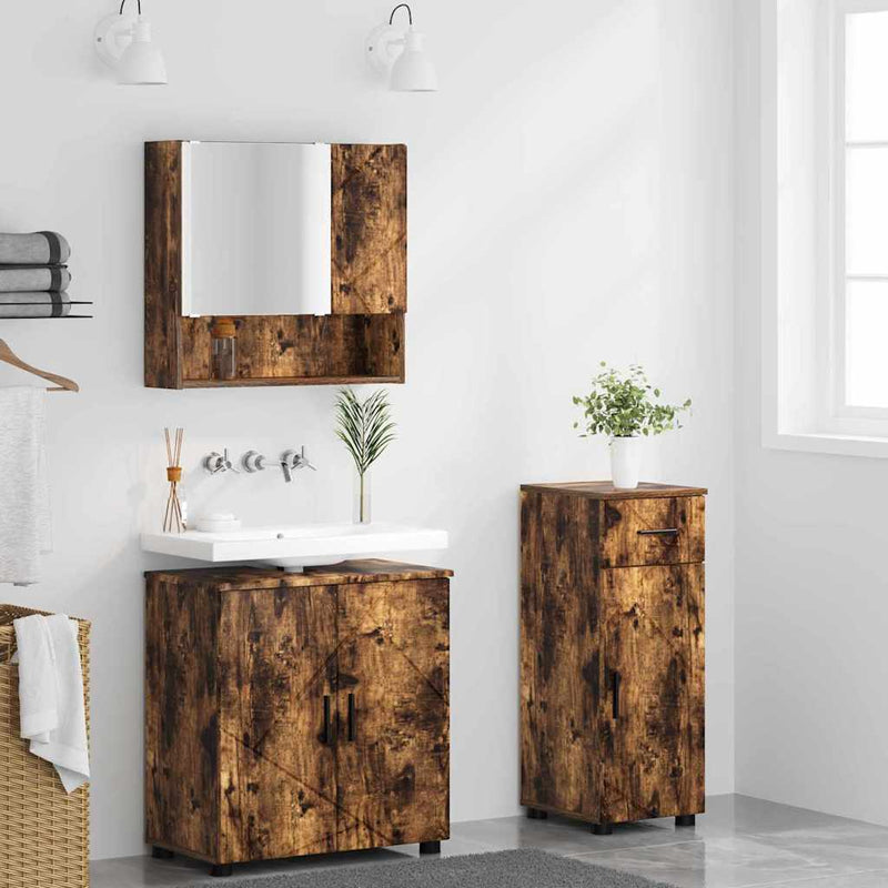 vidaXL Fürdőszoba bútor szett 3 pcs Füstölt tölgy 61 x 35 x 64 cm