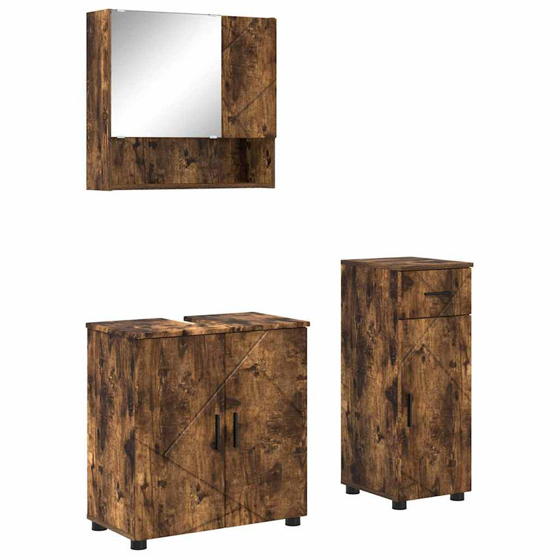 vidaXL Fürdőszoba bútor szett 3 pcs Füstölt tölgy 61 x 35 x 64 cm