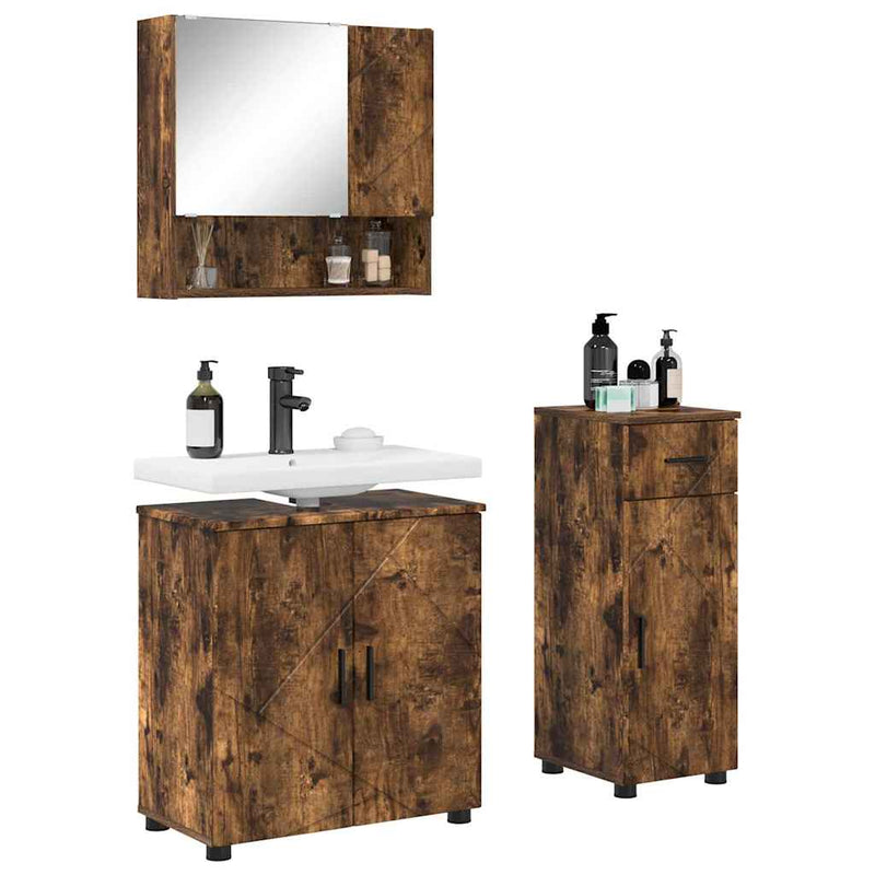 vidaXL Fürdőszoba bútor szett 3 pcs Füstölt tölgy 61 x 35 x 64 cm