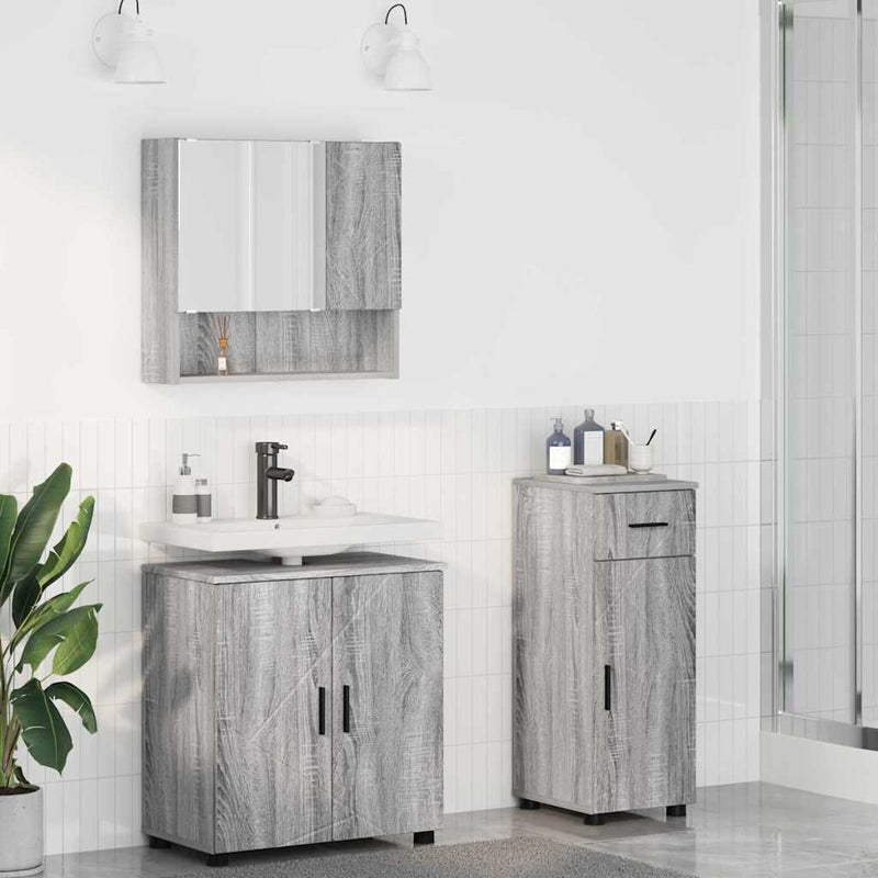 vidaXL Fürdőszoba bútor szett 3 pcs Szürke sonoma 61 x 35 x 64 cm