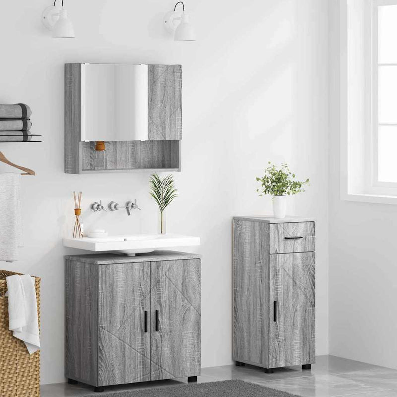 vidaXL Fürdőszoba bútor szett 3 pcs Szürke sonoma 61 x 35 x 64 cm