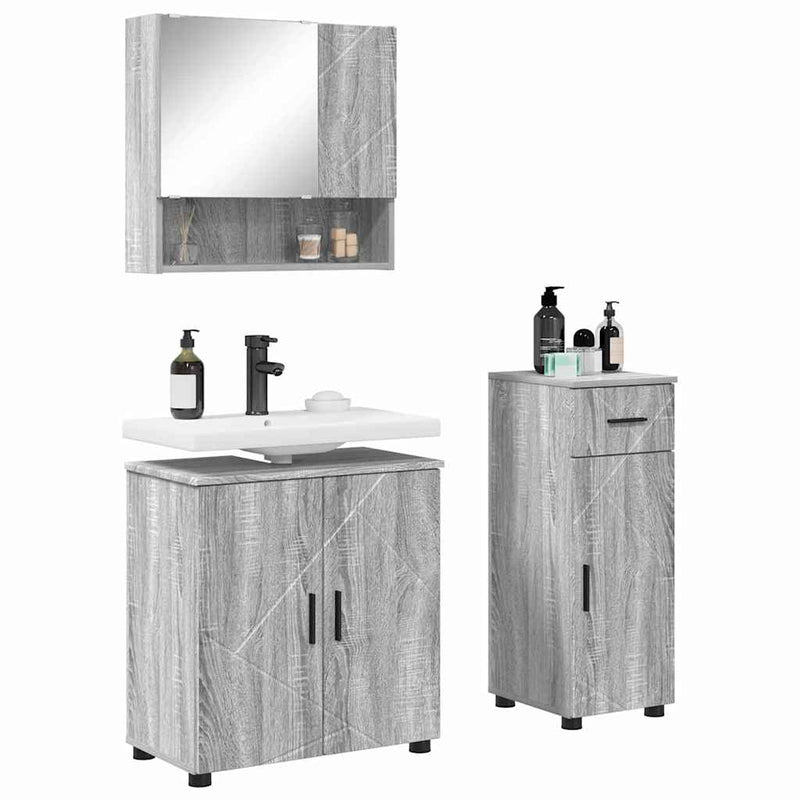 vidaXL Fürdőszoba bútor szett 3 pcs Szürke sonoma 61 x 35 x 64 cm