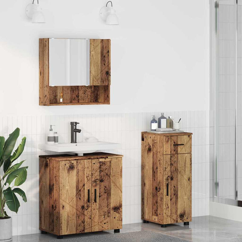vidaXL Fürdőszoba bútor szett 3 pcs Régi fa 61 x 35 x 64 cm Faanyag