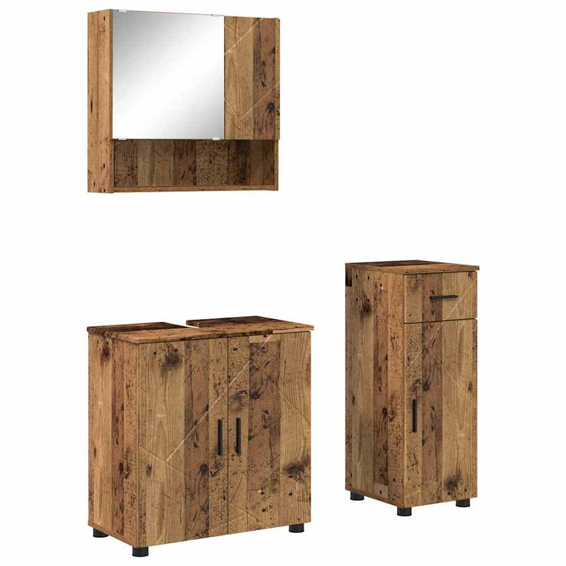 vidaXL Fürdőszoba bútor szett 3 pcs Régi fa 61 x 35 x 64 cm Faanyag