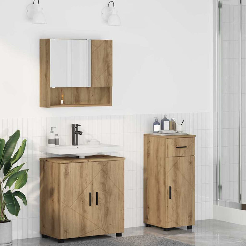 vidaXL Fürdőszoba bútor szett 3 pcs kézműves tölgy 61 x 35 x 64 cm