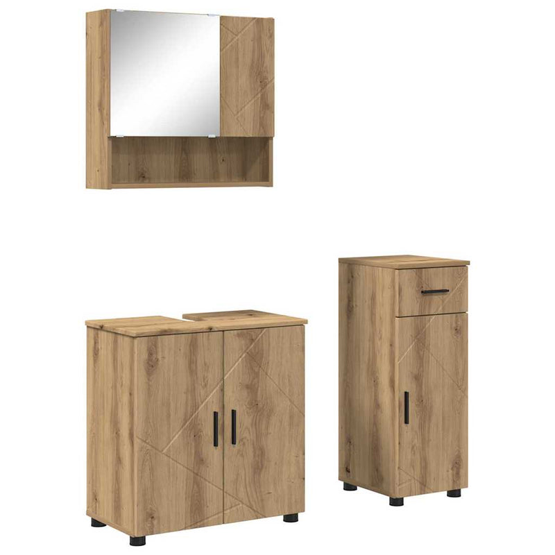 vidaXL Fürdőszoba bútor szett 3 pcs kézműves tölgy 61 x 35 x 64 cm