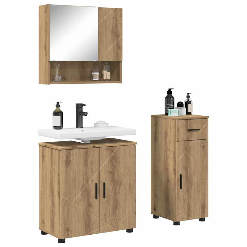 vidaXL Fürdőszoba bútor szett 3 pcs kézműves tölgy 61 x 35 x 64 cm