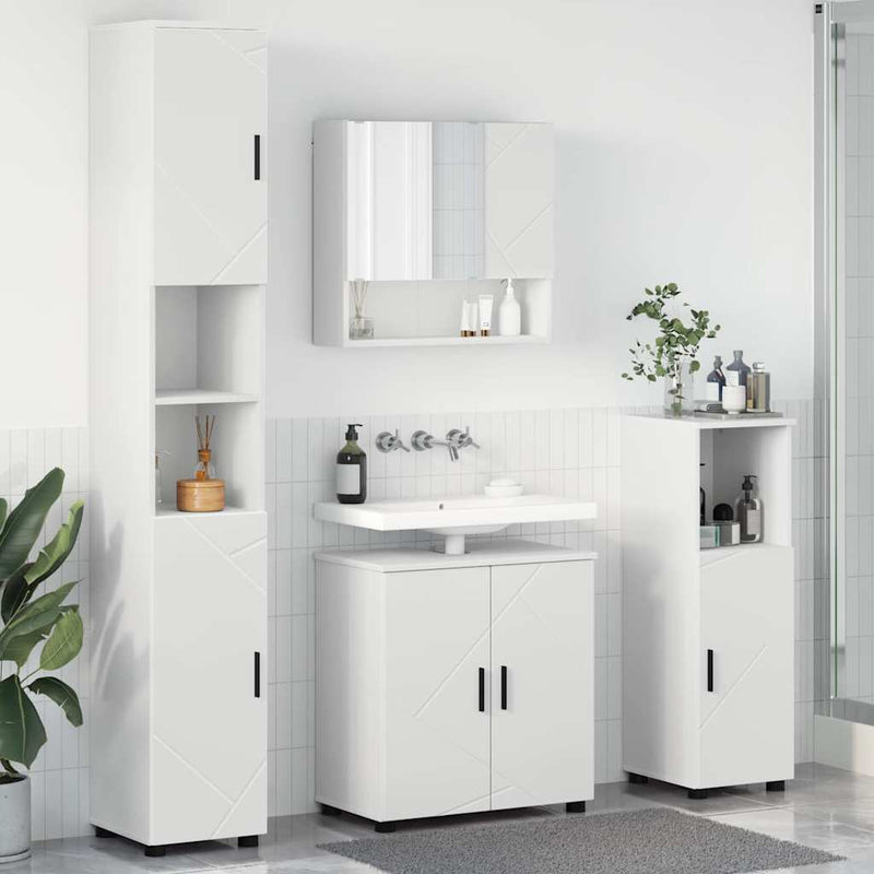 vidaXL Fürdőszoba bútor szett 4 pcs Fehér 61 x 35 x 64 cm Faanyag