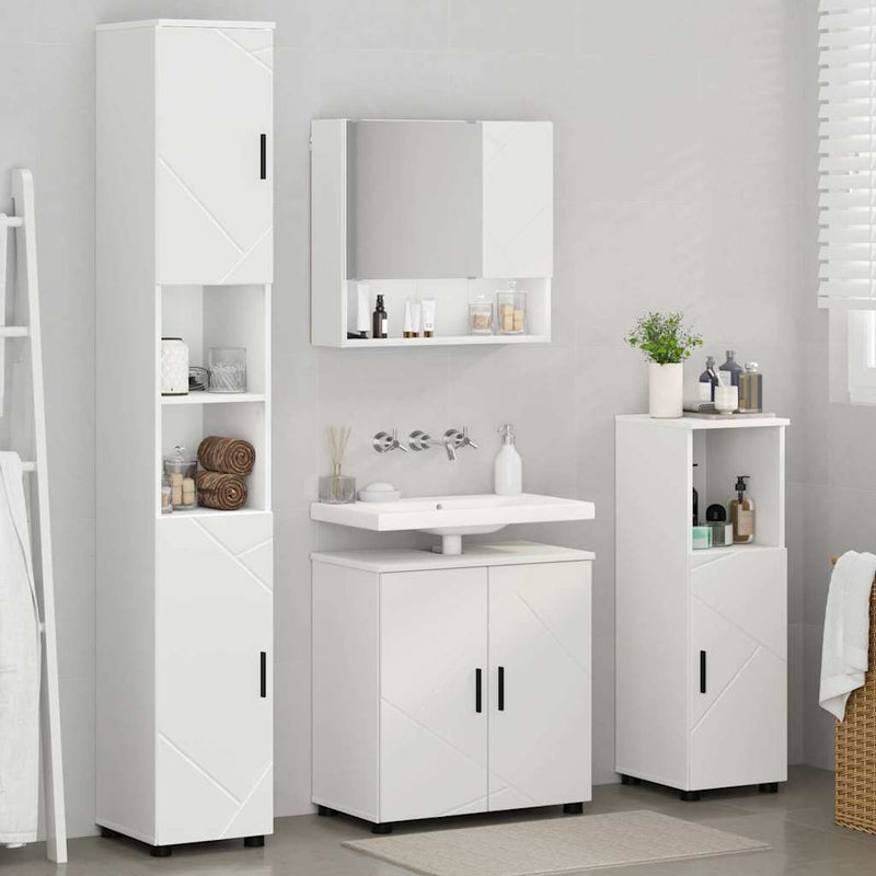vidaXL Fürdőszoba bútor szett 4 pcs Fehér 61 x 35 x 64 cm Faanyag