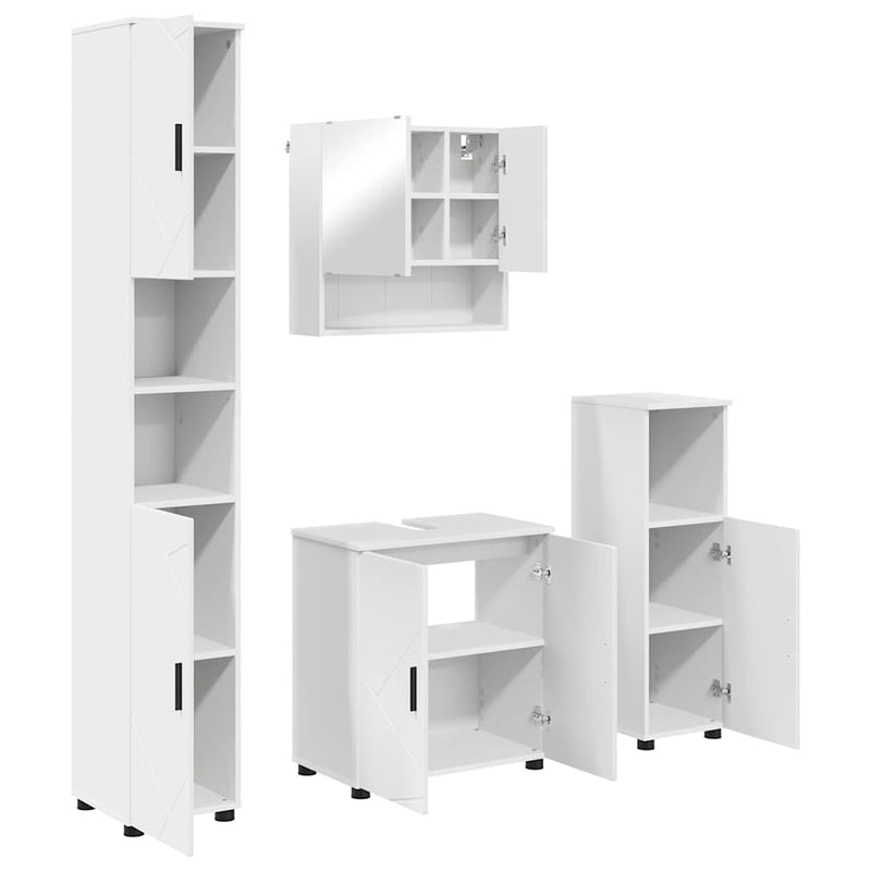 vidaXL Fürdőszoba bútor szett 4 pcs Fehér 61 x 35 x 64 cm Faanyag