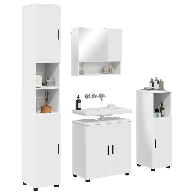 vidaXL Fürdőszoba bútor szett 4 pcs Fehér 61 x 35 x 64 cm Faanyag
