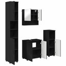 vidaXL Fürdőszoba bútor szett tárolóval 4 pcs Fekete Faanyag & Fém