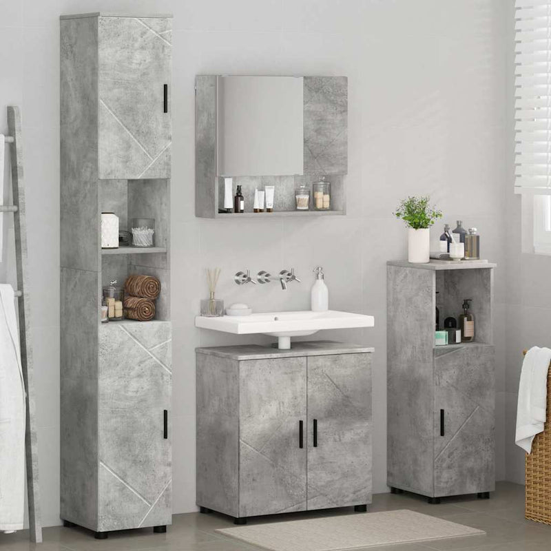 vidaXL Fürdőszoba bútor szett 4 pcs Beton szürke 61 x 35 x 64 cm